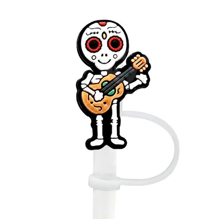 Halloween Straw Cover Cap for Stanley Tumbler 8mm Skull Silicone Straw Topper Dust-Proof Reusable Straw Tips Cup Accessories
