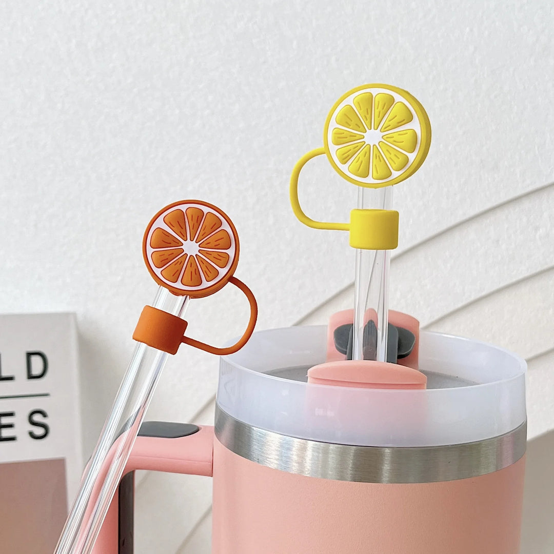 Lemon Silicone Straw Cover Compatible with Stanley Tumbler 10mm Straw Reusable Straw Topper