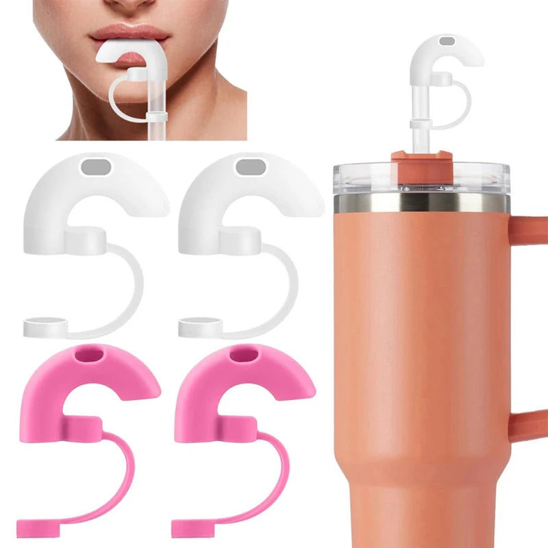 Anti-Wrinkle Straw Topper Reusable Silicone Straw Stopper With Cover Sideways Suck 9mm Straw Leak Stopper Water Cup Accessories