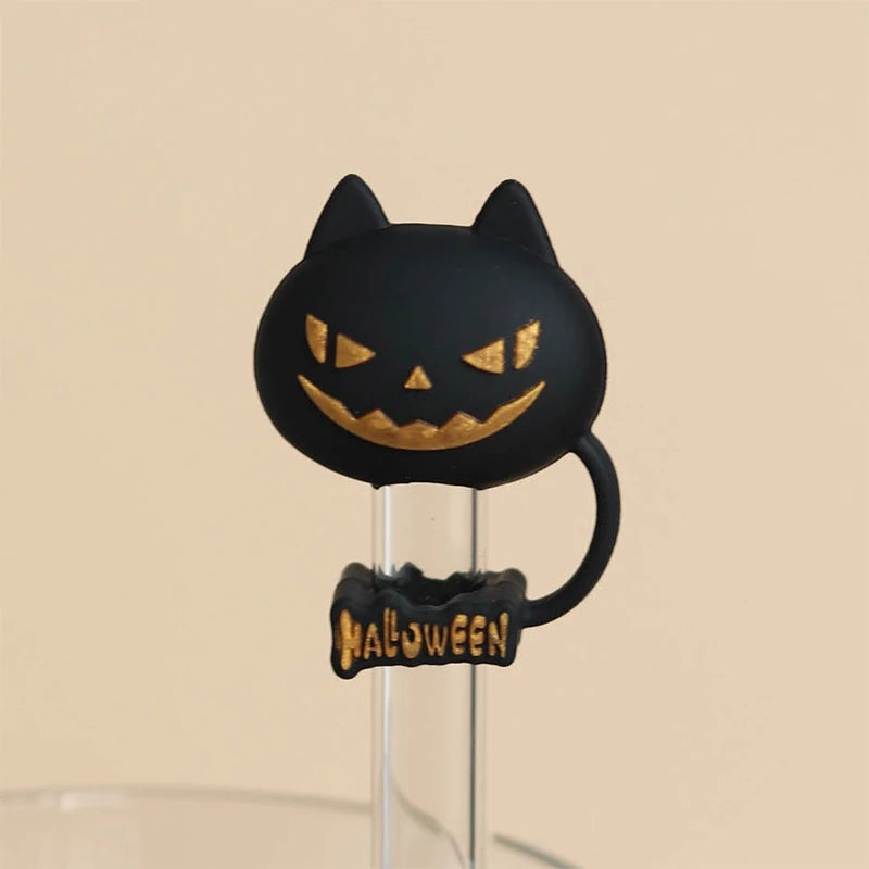 5/1PCS Halloween Straw Cover Cap for Stanley Cup Silicone Straw Topper for 10mm Straw Dust-Proof Reusable Straw Tips for Tumbler