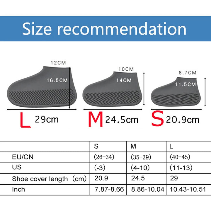 2pcs Waterproof Non-slip Silicone Shoe High Elastic Wear-resistant Unisex Rain Boots for Outdoor Rainy Day Reusable Shoe Cover