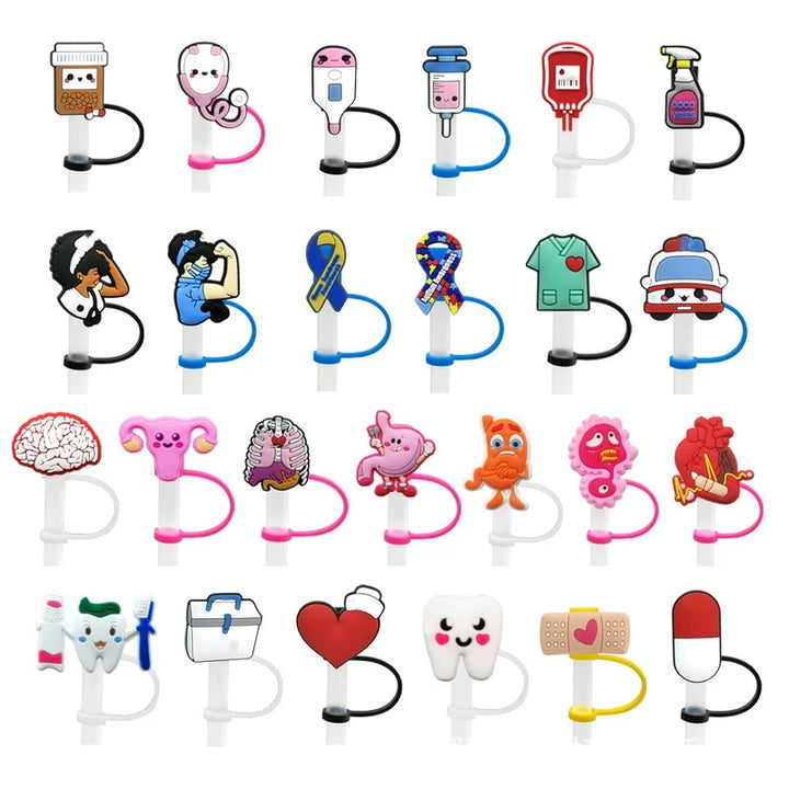 Straw Cover Cap for Stanley Cup 30&40 Oz Tumbler Water Bottle Silicone Straw Topper Fits 8mm Gift for Doctor and Nurse