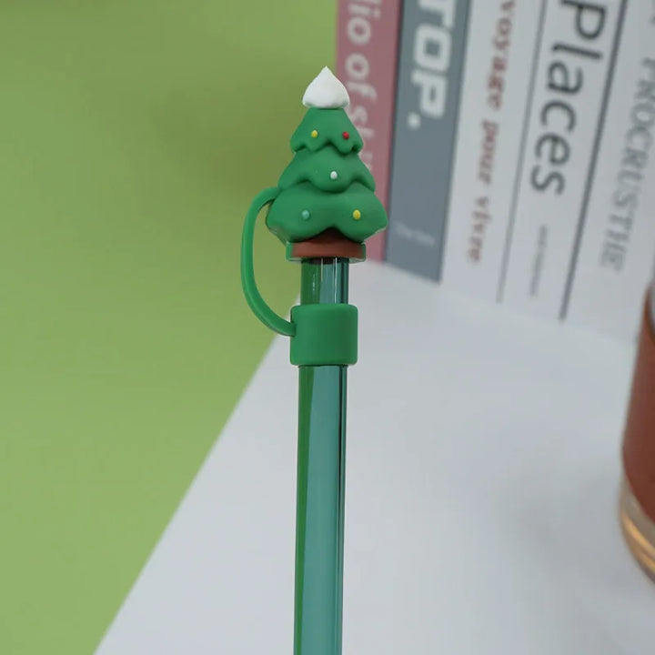 6Pcs 10mm Christmas Straw Covers Cap for Stanley Cup Tumblers Accessories, Reusable Straw Cap Stopper for Straws Tip Lids