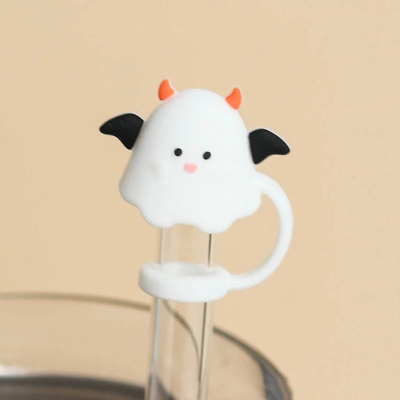5/1PCS Halloween Straw Cover Cap for Stanley Cup Silicone Straw Topper for 10mm Straw Dust-Proof Reusable Straw Tips for Tumbler