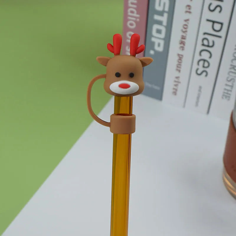 6Pcs 10mm Christmas Straw Covers Cap for Stanley Cup Tumblers Accessories, Reusable Straw Cap Stopper for Straws Tip Lids