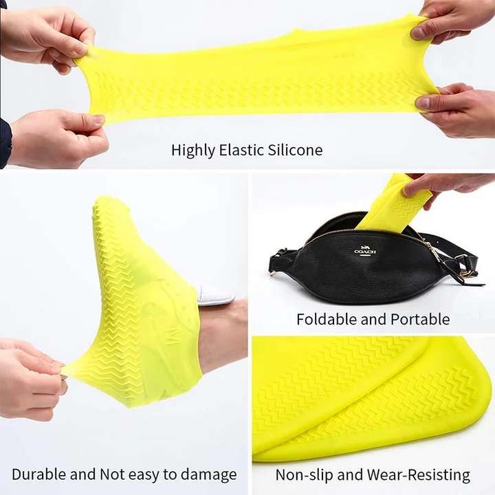 2pcs Waterproof Non-slip Silicone Shoe High Elastic Wear-resistant Unisex Rain Boots for Outdoor Rainy Day Reusable Shoe Cover