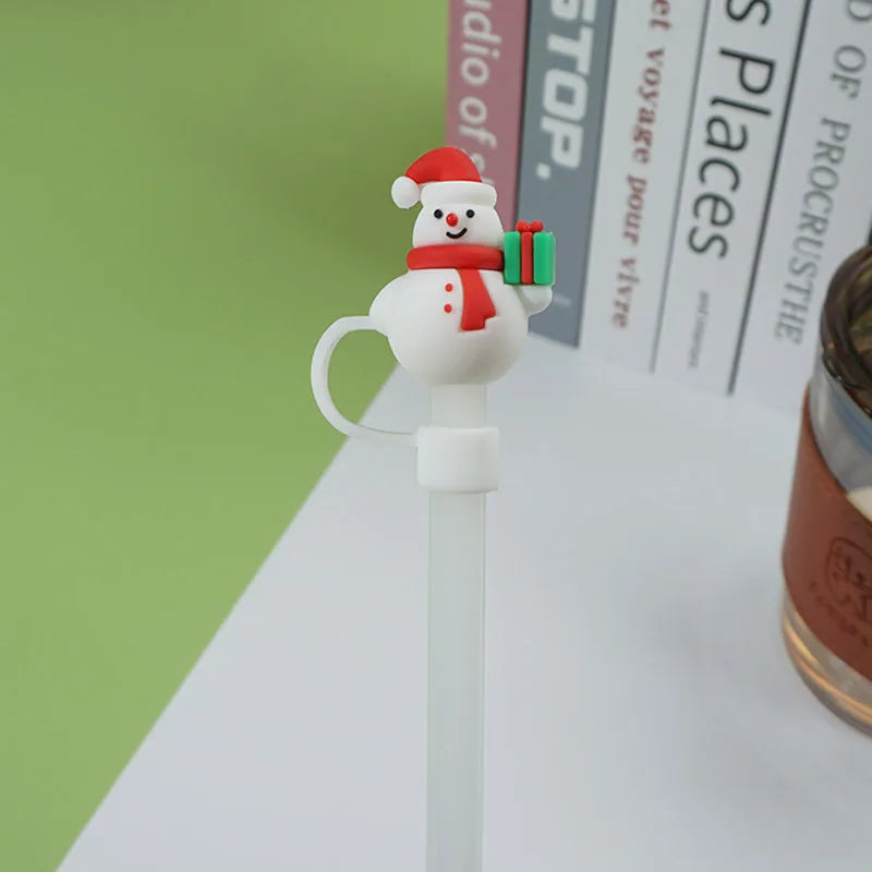 6Pcs 10mm Christmas Straw Covers Cap for Stanley Cup Tumblers Accessories, Reusable Straw Cap Stopper for Straws Tip Lids