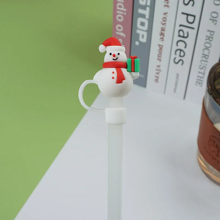 6Pcs 10mm Christmas Straw Covers Cap for Stanley Cup Tumblers Accessories, Reusable Straw Cap Stopper for Straws Tip Lids