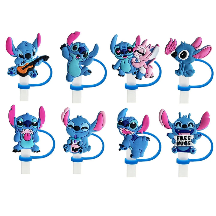 Blue-eared extraterrestrial being Straw Cover Cap 10MM Straws Silicone Cup Topper for Tumblers Accessories Party Supplies Gifts