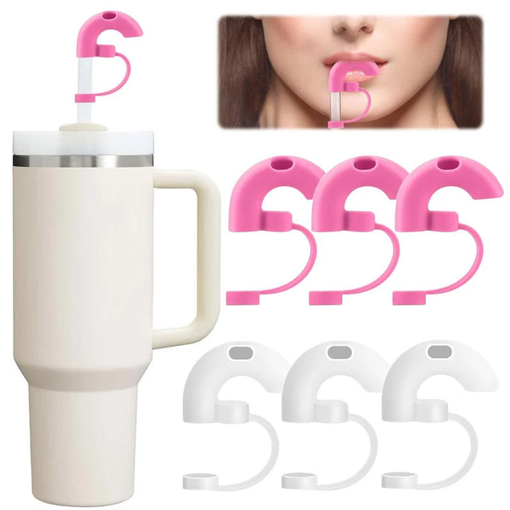 Anti-Wrinkle Straw Topper Reusable Silicone Straw Stopper With Cover Sideways Suck 9mm Straw Leak Stopper Water Cup Accessories