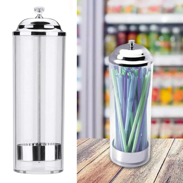 Straw Holders  Dispenser Clear Durable Plastic Straws Dispenser Containers Retro Vintage with Lid for Counter Tables Bar Kitchen
