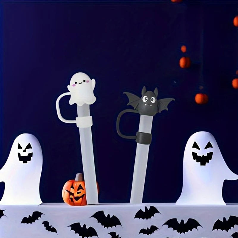 5/1PCS Halloween Straw Cover Cap for Stanley Cup Silicone Straw Topper for 10mm Straw Dust-Proof Reusable Straw Tips for Tumbler