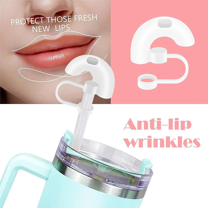 Anti-Wrinkle Straw Topper Reusable Silicone Straw Stopper With Cover Sideways Suck 9mm Straw Leak Stopper Water Cup Accessories