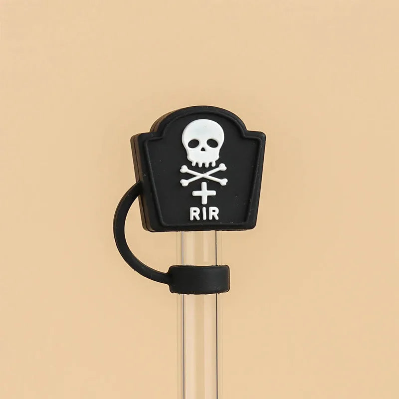 5/1PCS Halloween Straw Cover Cap for Stanley Cup Silicone Straw Topper for 10mm Straw Dust-Proof Reusable Straw Tips for Tumbler