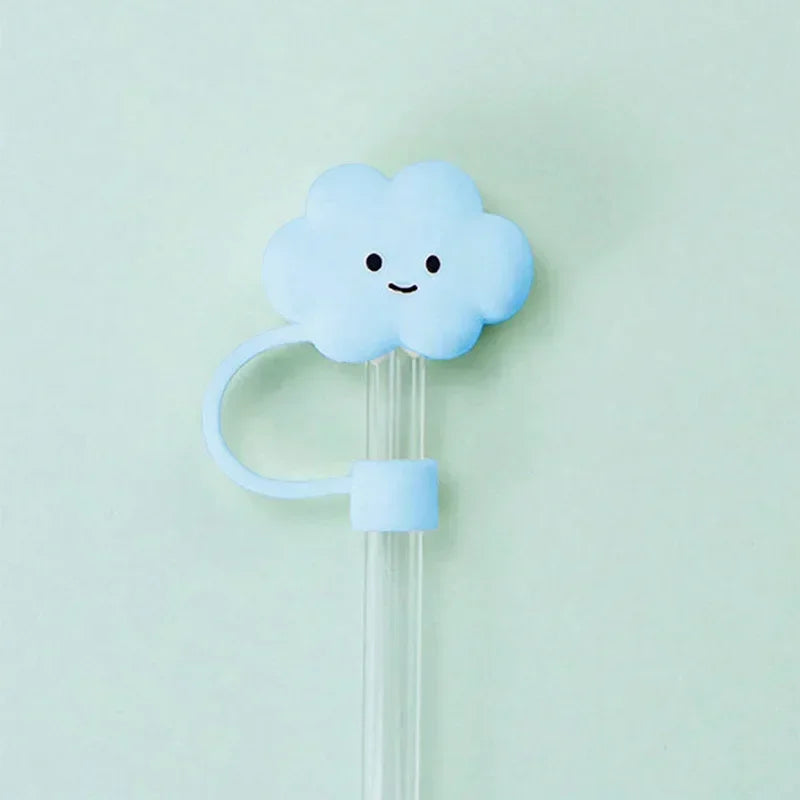 Cloud Shaped Straw Cover Reusable Tips Tumblers Straw Toppers for Drinking Silicone Adorable Home Kitchen Supplies Accessories
