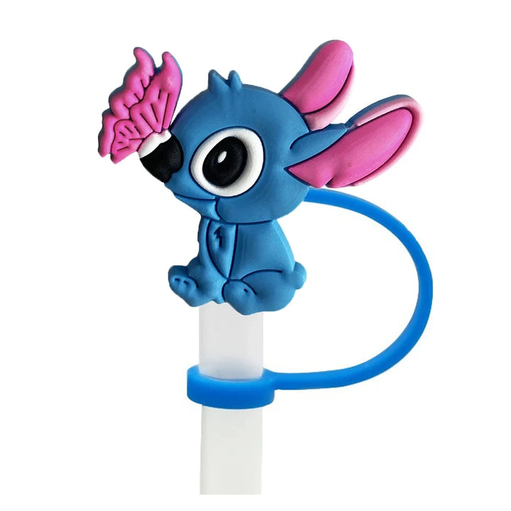 Blue-eared extraterrestrial being Straw Cover Cap 10MM Straws Silicone Cup Topper for Tumblers Accessories Party Supplies Gifts