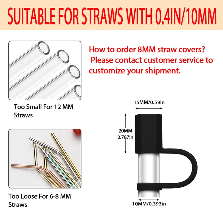 Blue-eared extraterrestrial being Straw Cover Cap 10MM Straws Silicone Cup Topper for Tumblers Accessories Party Supplies Gifts