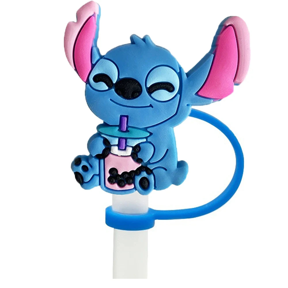 Blue-eared extraterrestrial being Straw Cover Cap 10MM Straws Silicone Cup Topper for Tumblers Accessories Party Supplies Gifts