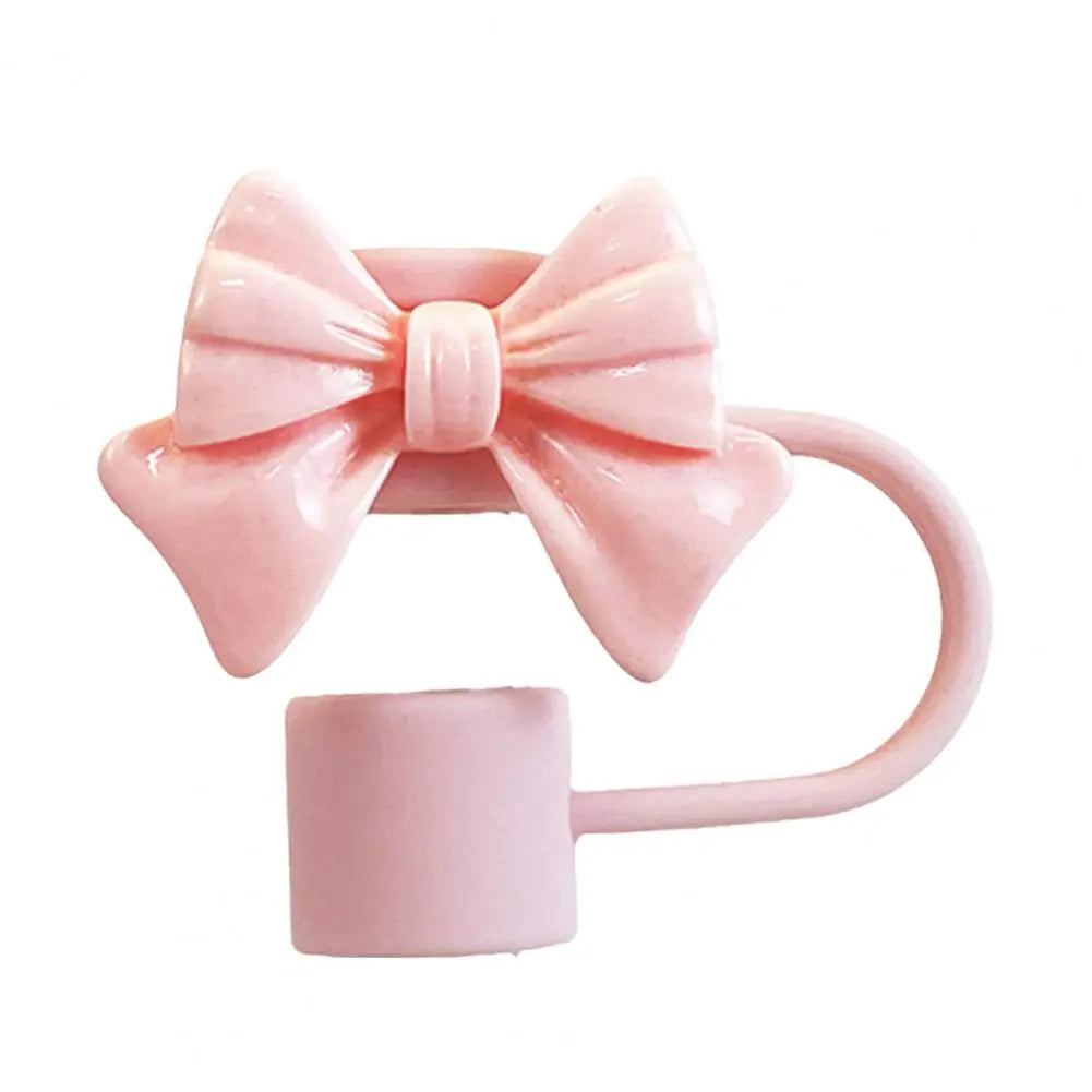 Pink Bow Straw Covers Cap Toppers for Stanley Tumblers Straw Tips Lid Protectors for 10mm Diameter Straws Cup Accessories