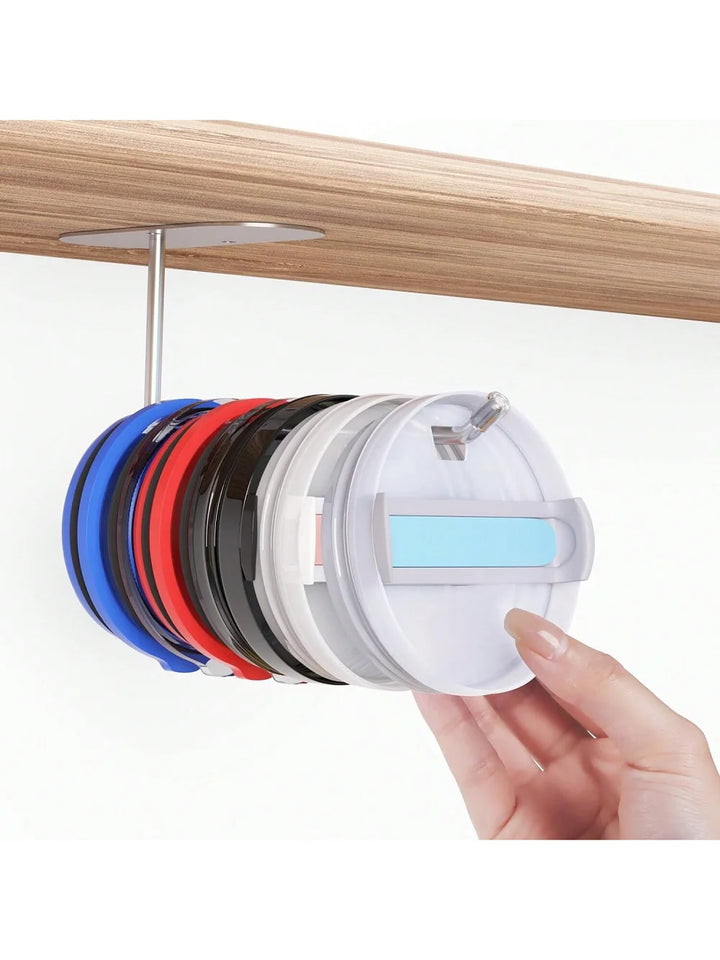 2 Pack Tumbler Lid Organizer, Cup Lid Organizer for Yeti/Stanley /Simple Modern Tumbler Lids, Self-Adhesive Lid Hook for Kitchen