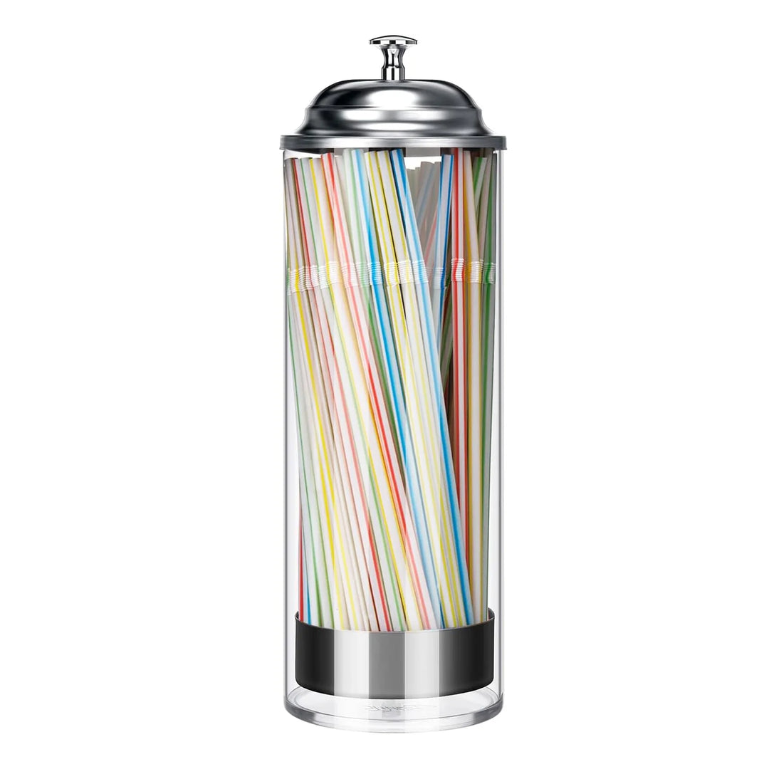 Straw Holders  Dispenser Clear Durable Plastic Straws Dispenser Containers Retro Vintage with Lid for Counter Tables Bar Kitchen