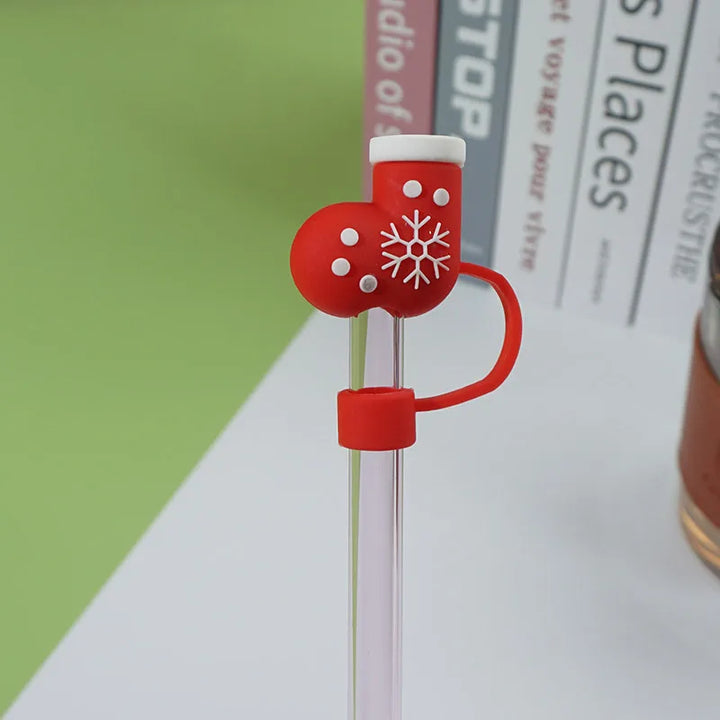 6Pcs 10mm Christmas Straw Covers Cap for Stanley Cup Tumblers Accessories, Reusable Straw Cap Stopper for Straws Tip Lids