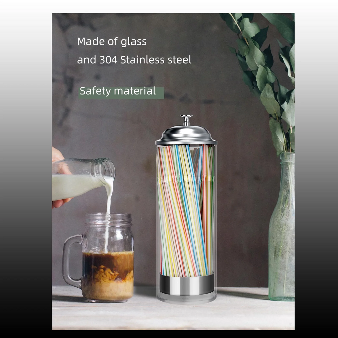 Straw Holders  Dispenser Clear Durable Plastic Straws Dispenser Containers Retro Vintage with Lid for Counter Tables Bar Kitchen