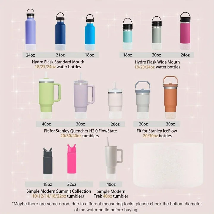 1pc Silicone Cup Bottom Sleeve, Non-slip Twinkle Cup Boot Cover, Cup Accessories For 20-40oz Tumbler & Hydro Flask 12-24oz
