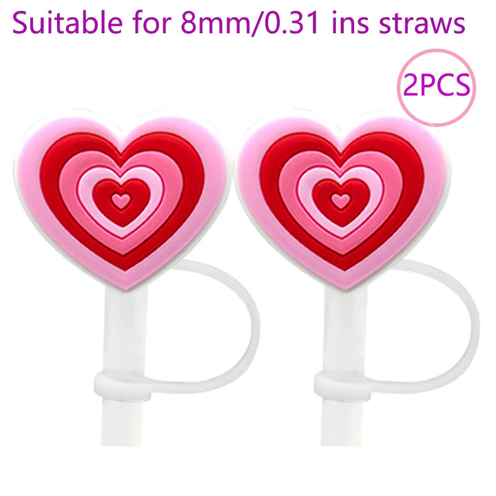 2PCS Straw Cover Cap Pink Hello,8mm Silicone Straw Topper Lovely for Tumbler Cup Accessories, Reusable Dustproof Straw Plug