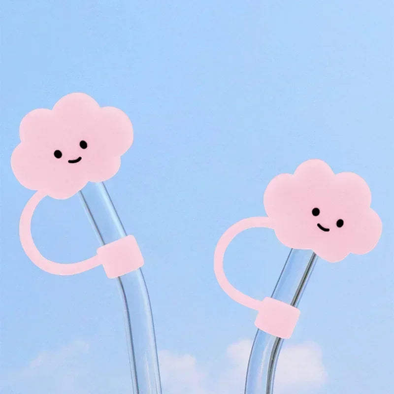 Cloud Shaped Straw Cover Reusable Tips Tumblers Straw Toppers for Drinking Silicone Adorable Home Kitchen Supplies Accessories