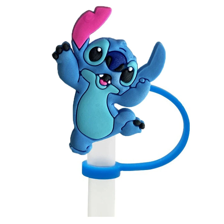 Blue-eared extraterrestrial being Straw Cover Cap 10MM Straws Silicone Cup Topper for Tumblers Accessories Party Supplies Gifts