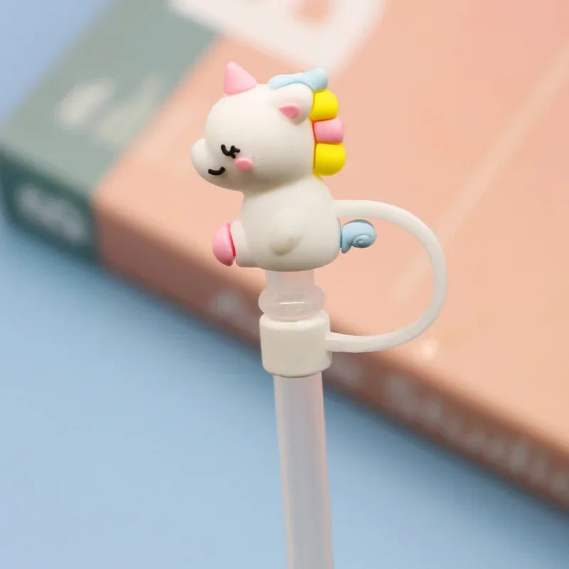 Christmas Straw Cover Cap Reusable Silicone Straw Topper Dustproof Straw Decor Drinking Dust Cap for Stanley Cup Accessory