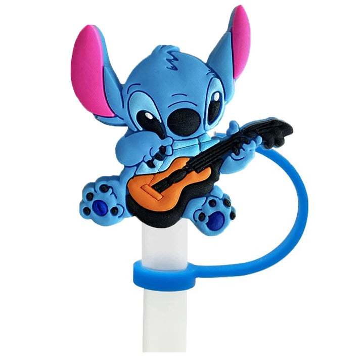 Blue-eared extraterrestrial being Straw Cover Cap 10MM Straws Silicone Cup Topper for Tumblers Accessories Party Supplies Gifts