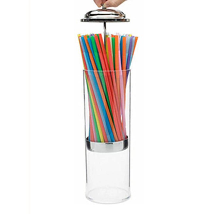 Straw Holders  Dispenser Clear Durable Plastic Straws Dispenser Containers Retro Vintage with Lid for Counter Tables Bar Kitchen