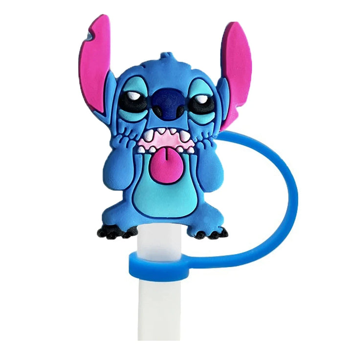 Blue-eared extraterrestrial being Straw Cover Cap 10MM Straws Silicone Cup Topper for Tumblers Accessories Party Supplies Gifts