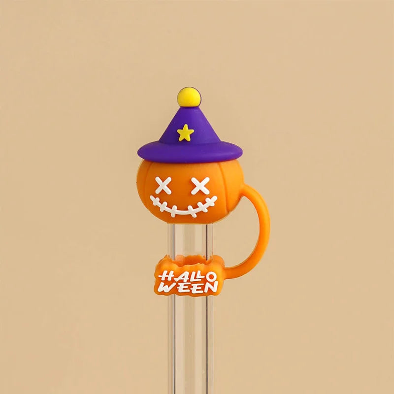 5/1PCS Halloween Straw Cover Cap for Stanley Cup Silicone Straw Topper for 10mm Straw Dust-Proof Reusable Straw Tips for Tumbler
