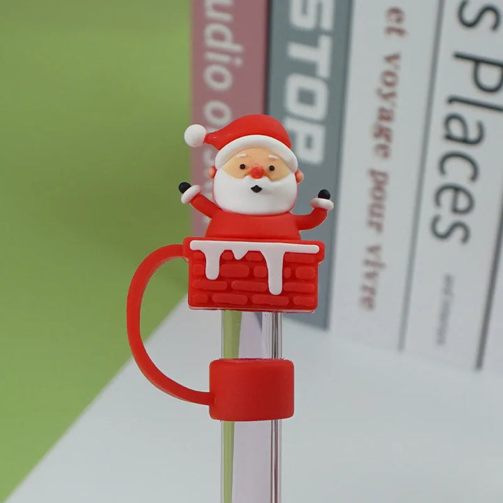 6Pcs 10mm Christmas Straw Covers Cap for Stanley Cup Tumblers Accessories, Reusable Straw Cap Stopper for Straws Tip Lids