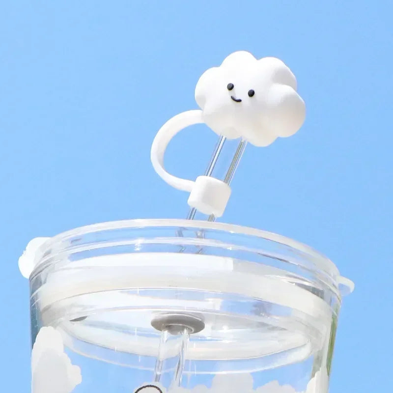 Cloud Shaped Straw Cover Reusable Tips Tumblers Straw Toppers for Drinking Silicone Adorable Home Kitchen Supplies Accessories